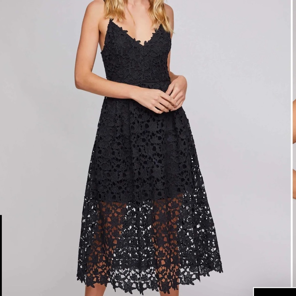 ASTR the Label Lace A Line Midi Dress (Black, Size Small), Cocktail Dress